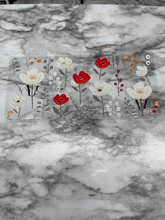 Poppy Flowers White and Red