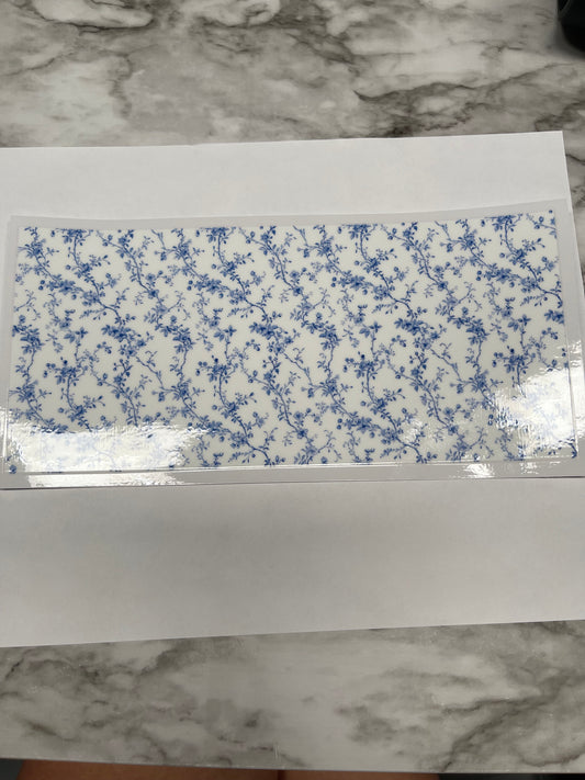 Dark Blue Vintage Flower Pattern
