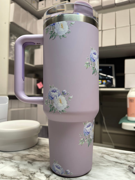 40oz Purple Vintage Floral Design