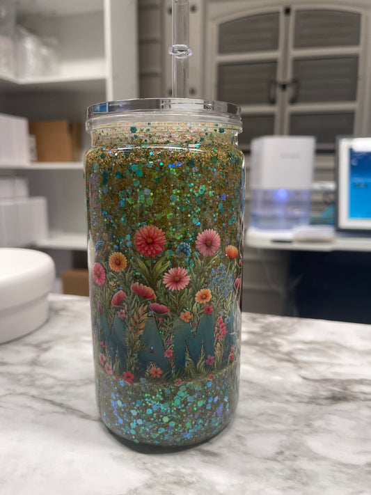 16oz Acrylic Glitter Snow Globe Pre-Made