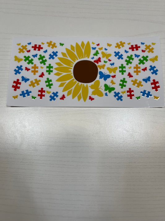 Autism Awareness Sunflower and Butterflies