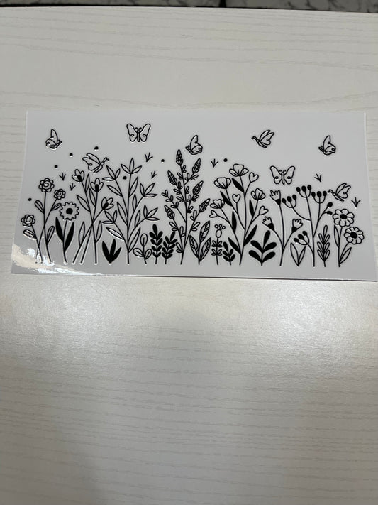 Black and White Butterflies and Wild Flowers