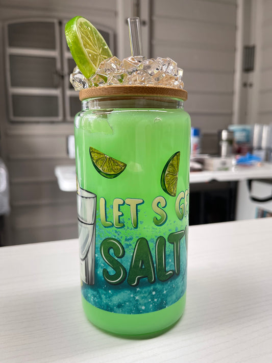Salt and Tequila Slushy with Ice and Lime Lid (Glow)