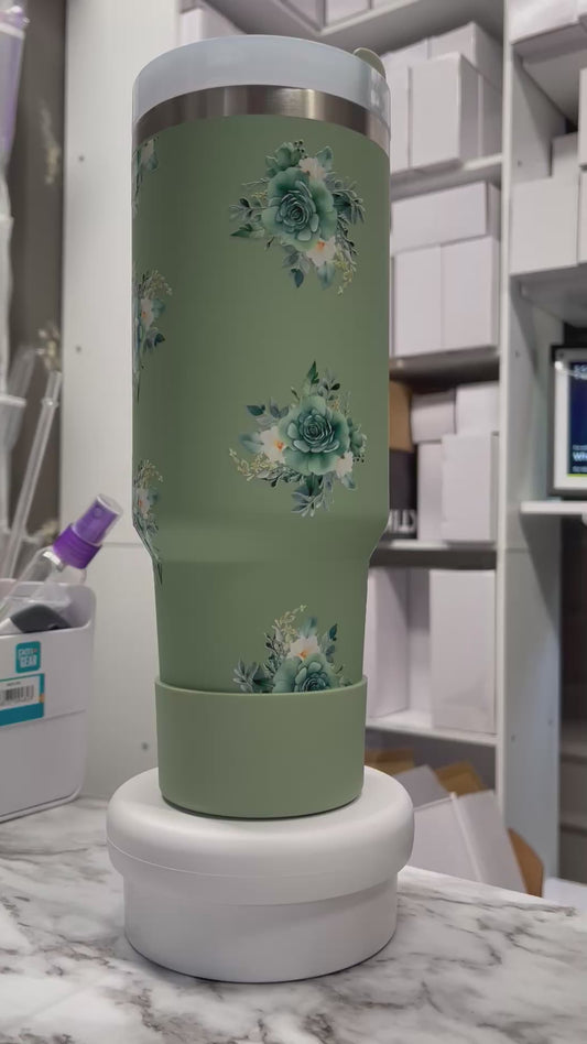 40oz Vintage Inspired Flower Tumbler