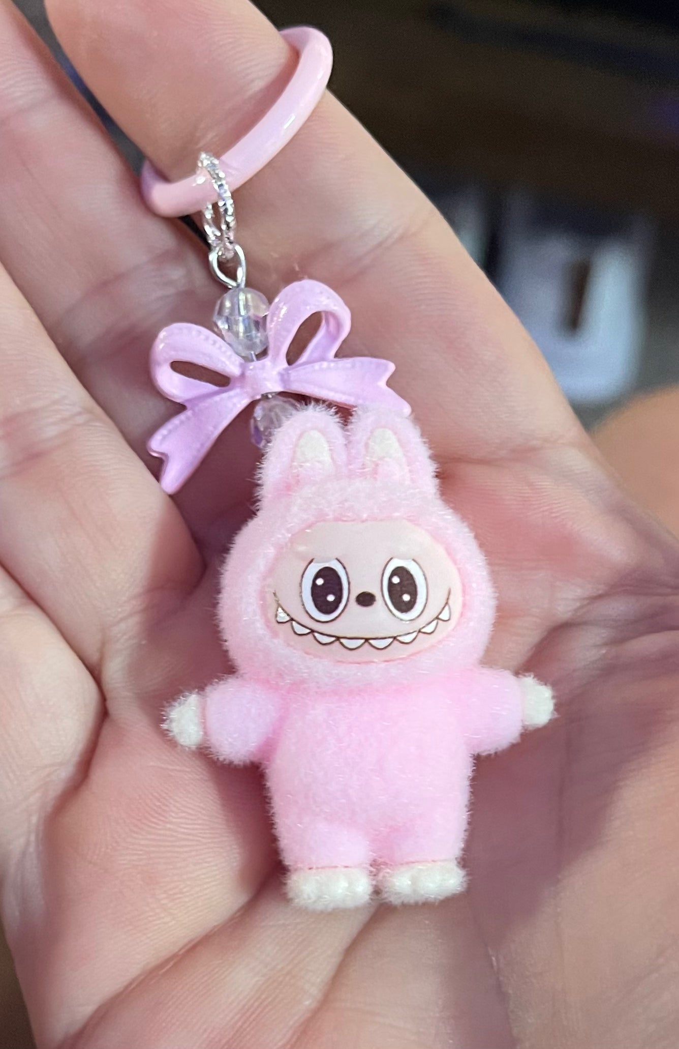 Mini Flocked Monster Keychain