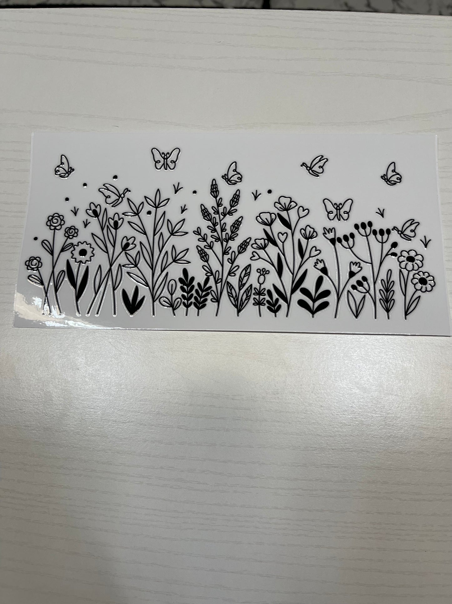 Black and White Butterflies and Wild Flowers